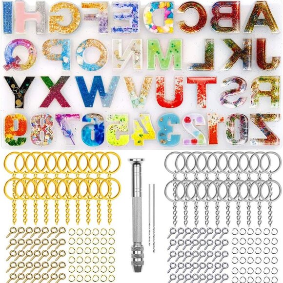 244Pcs Alphabet Silicone Resin Casting Molds Kit, Reversed Letters & Numbers Epo - Picture 1 of 7